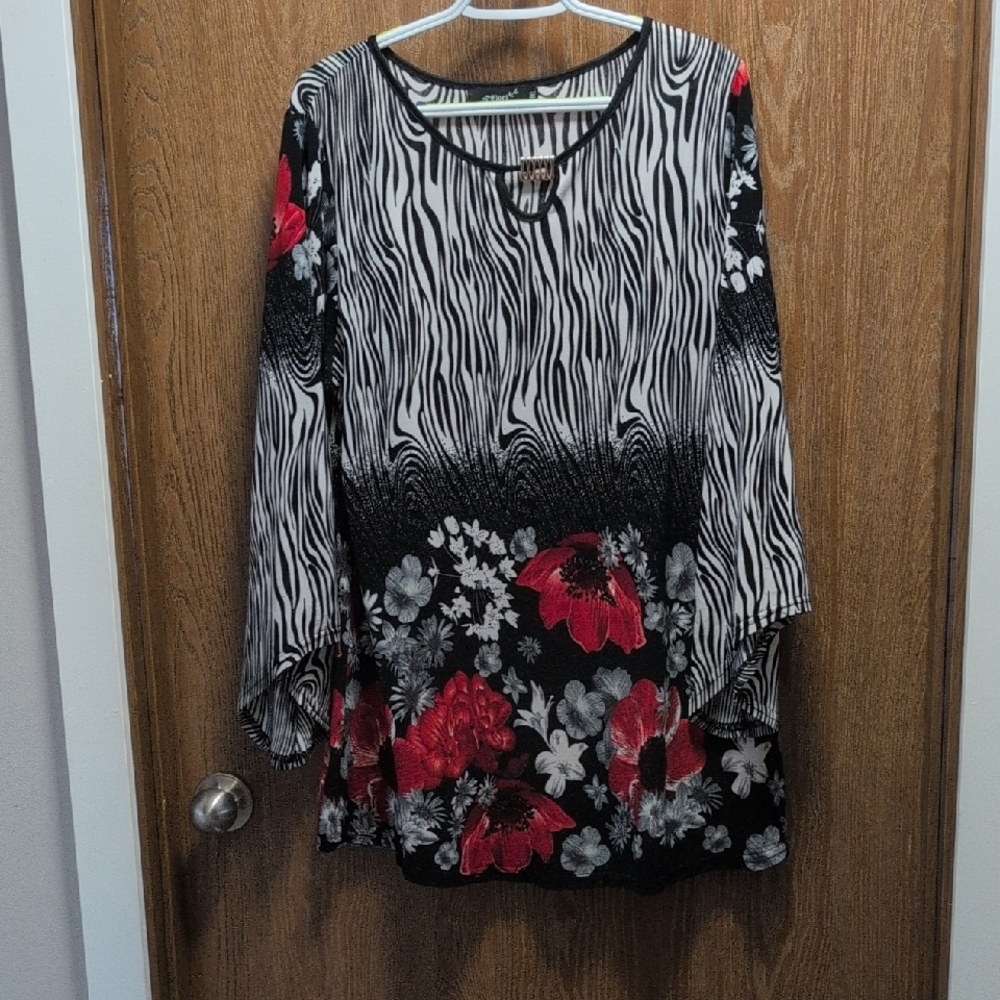 Floral Zebra Print Women's Tunic